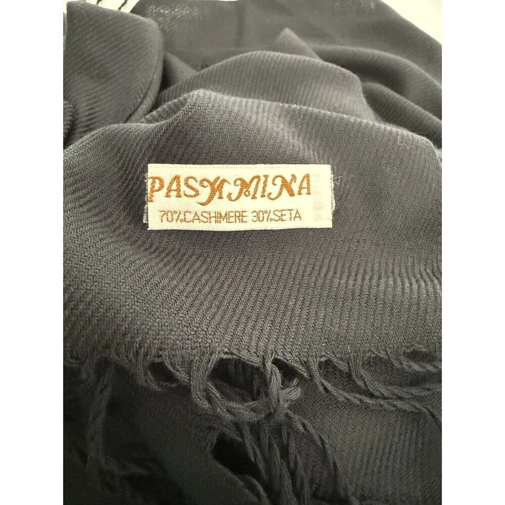 Pashmina Scarf Wrap Shawl Paisley Black Silk Cashmere 66